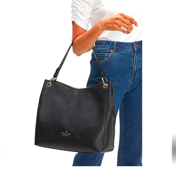 kate spade Handbags - Kate Spade Jackson Kat Large Shoulder Tote Slouchy Hobo Black Leather NWT ***